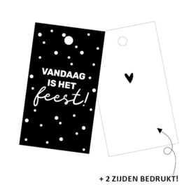 Cadeaulabel - Vandaag is het feest - zwart/wit - per stuk