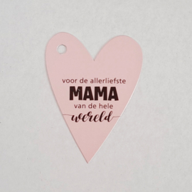 Cadeaulabel - Hartje/roze - voor de allerliefste mama - per stuk