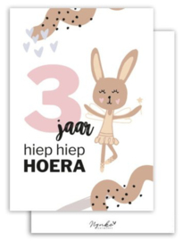 Kaart - 3 jaar/meisje - per stuk