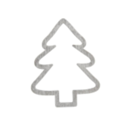 Decoratie - Houten Kerstboompje open/zilver 6cm - per 4 stuks