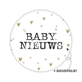 Cadeausticker - Baby Nieuws - wit/zwart/goud - 10 stuks