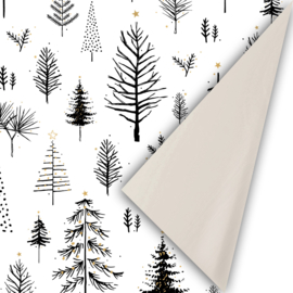 Cadeaupapier - Tree Diversity - zwart/wit - 50cm x 3m