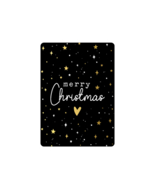 Minikaart - Merry Christmas - zwart/goud - per stuk