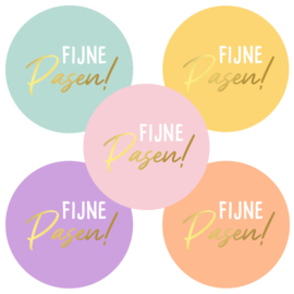 Cadeausticker - Fijne Pasen! - pastel - 10 stuks