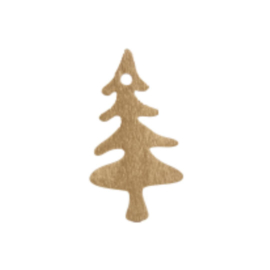 Decoratie - Houten Kerstboompje goud 7cm - per 4 stuks