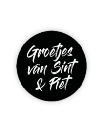 Cadeausticker - Groetjes van Sint & Piet - zwart/wit - 10 stuks