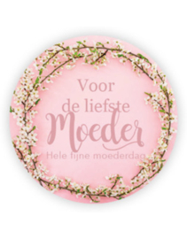 Cadeausticker - Voor de liefste moeder - roze/bloemetjes - 10 stuks