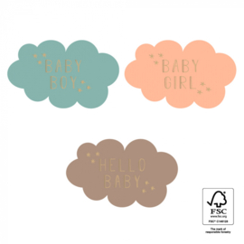 Cadeausticker - Baby Cloud Sweet/Gold - 9 stuks