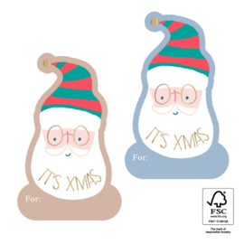 Cadeausticker  - Crazy Santa - 10 stuks