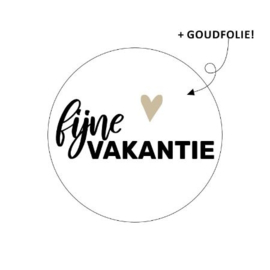 Cadeausticker - Fijne vakantie - wit/zwart/goud - 10 stuks
