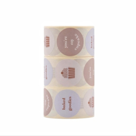 Cadeausticker - Cupcake - soft tones - 12stuks