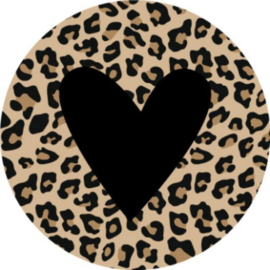 Cadeausticker - OUTLET - Leopard - print/zwart hart - 29 stuks