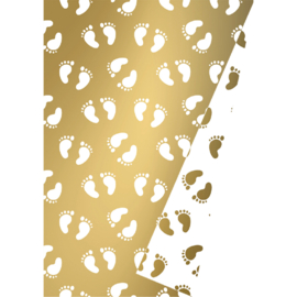 Cadeaupapier - Baby Feet - wit/goud - 30cm x 2m