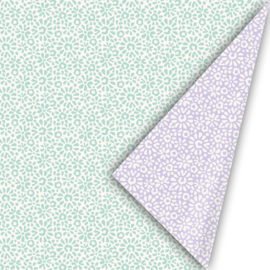 Cadeaupapier - Ethnic Flowers - mint/lila - 50cm x 3m