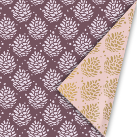 Cadeaupapier - Pinecone Pattern - paars/lila - 50cm x 3m