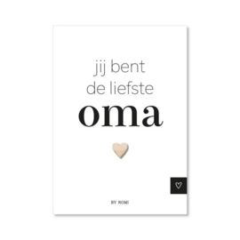 Wenskaart - Liefste Oma/houten hartje - per stuk