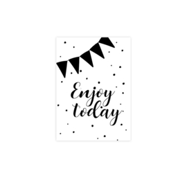 Minikaart - Enjoy Today - wit/zwart - per stuk