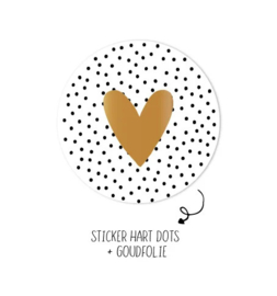 Cadeausticker - Heart Dots - wit/goud/zwart - 10 stuks