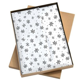 Vloeipapier - Snow Hearts - wit/zwart - 50x70cm - 5 stuks