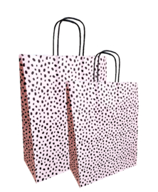 Papieren tas - Dots roze/medium - roze/zwart - per stuk