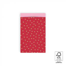Cadeauzakje - Small Hearts - cherry red - 12x19cm - 5 stuks
