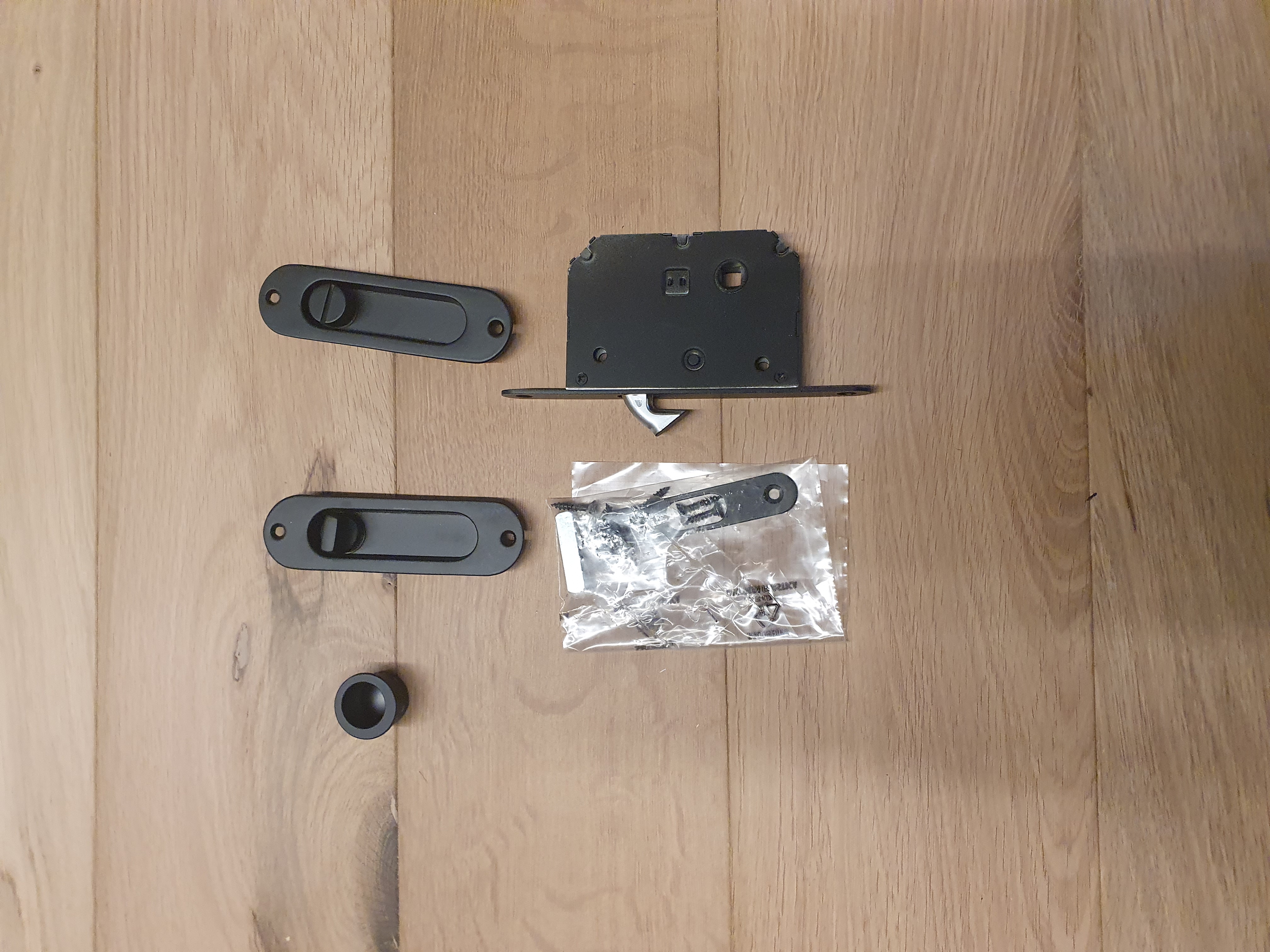 Schuifdeurgreep met slot met mat zwarte afwerking