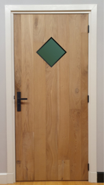 Binnendeur eiken met ruit in stalen frame