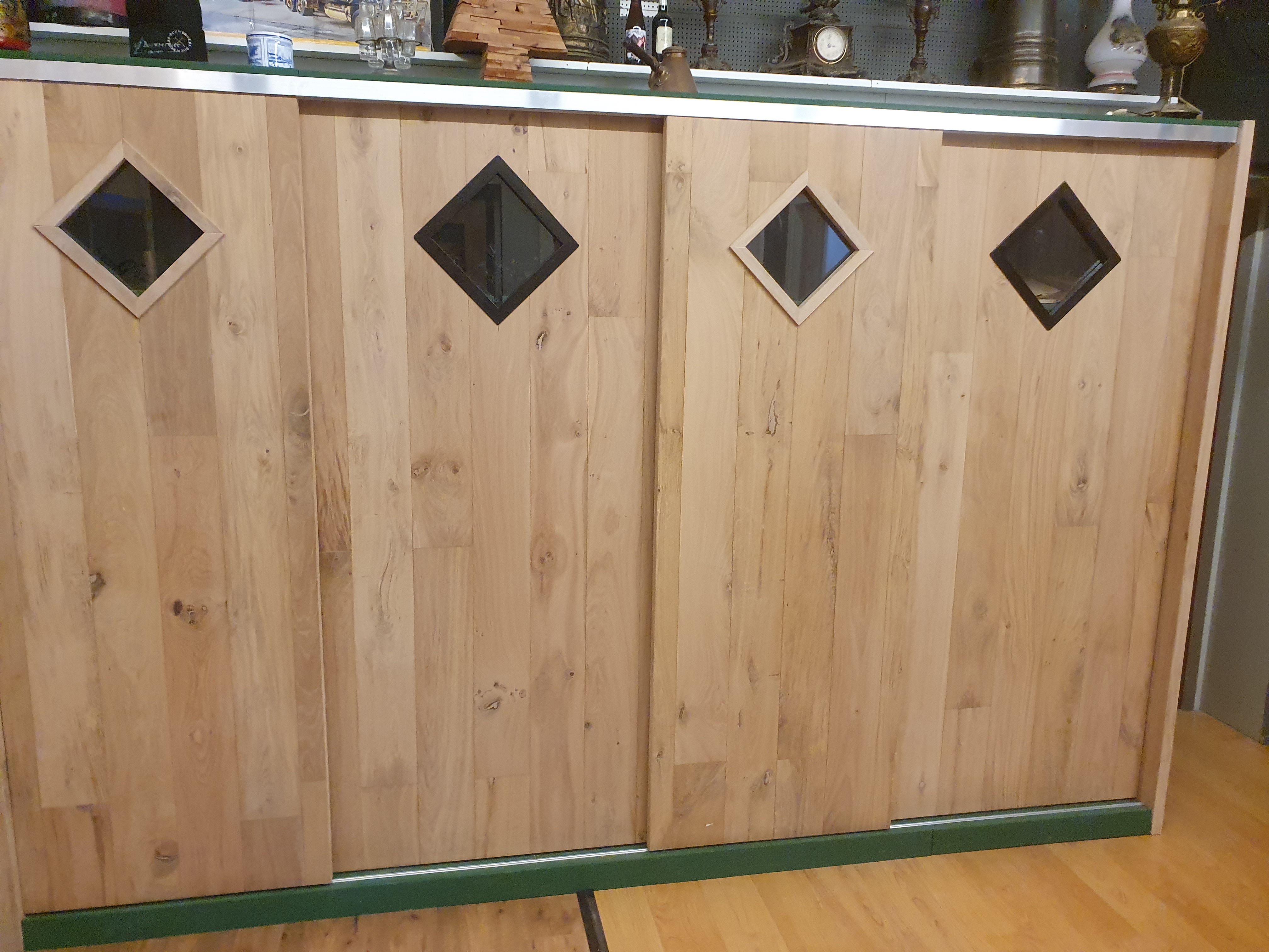 Binnendeur eiken met ruit in houten frame