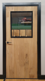 Binnendeur eiken met glas in stalen frame