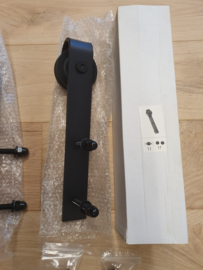 Set wielen extra schuifdeur mat zwart