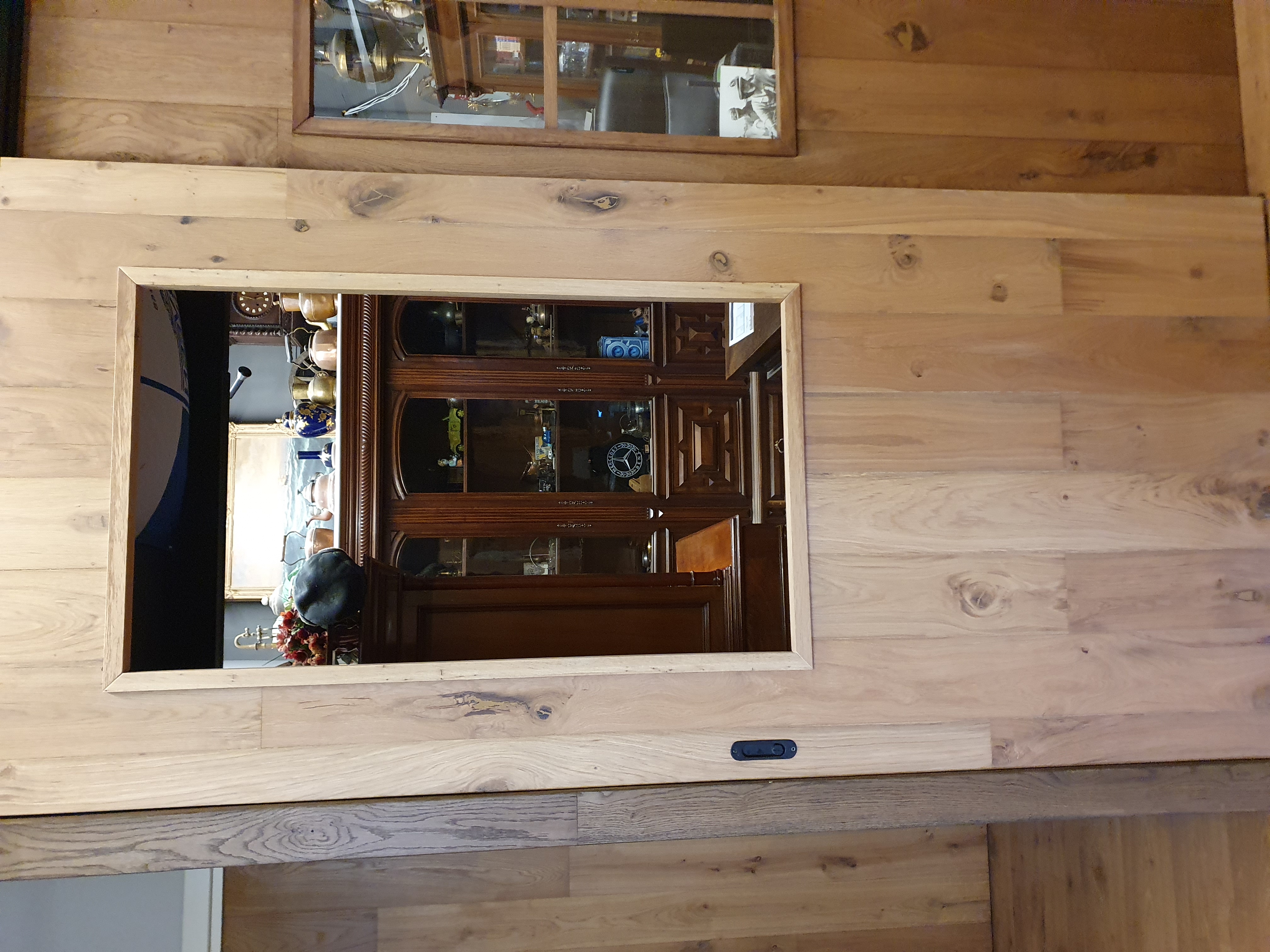 Binnendeur eiken met glas in houten frame