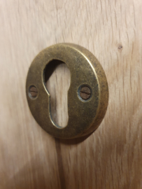Cylinderslotplaat messing antiek rond