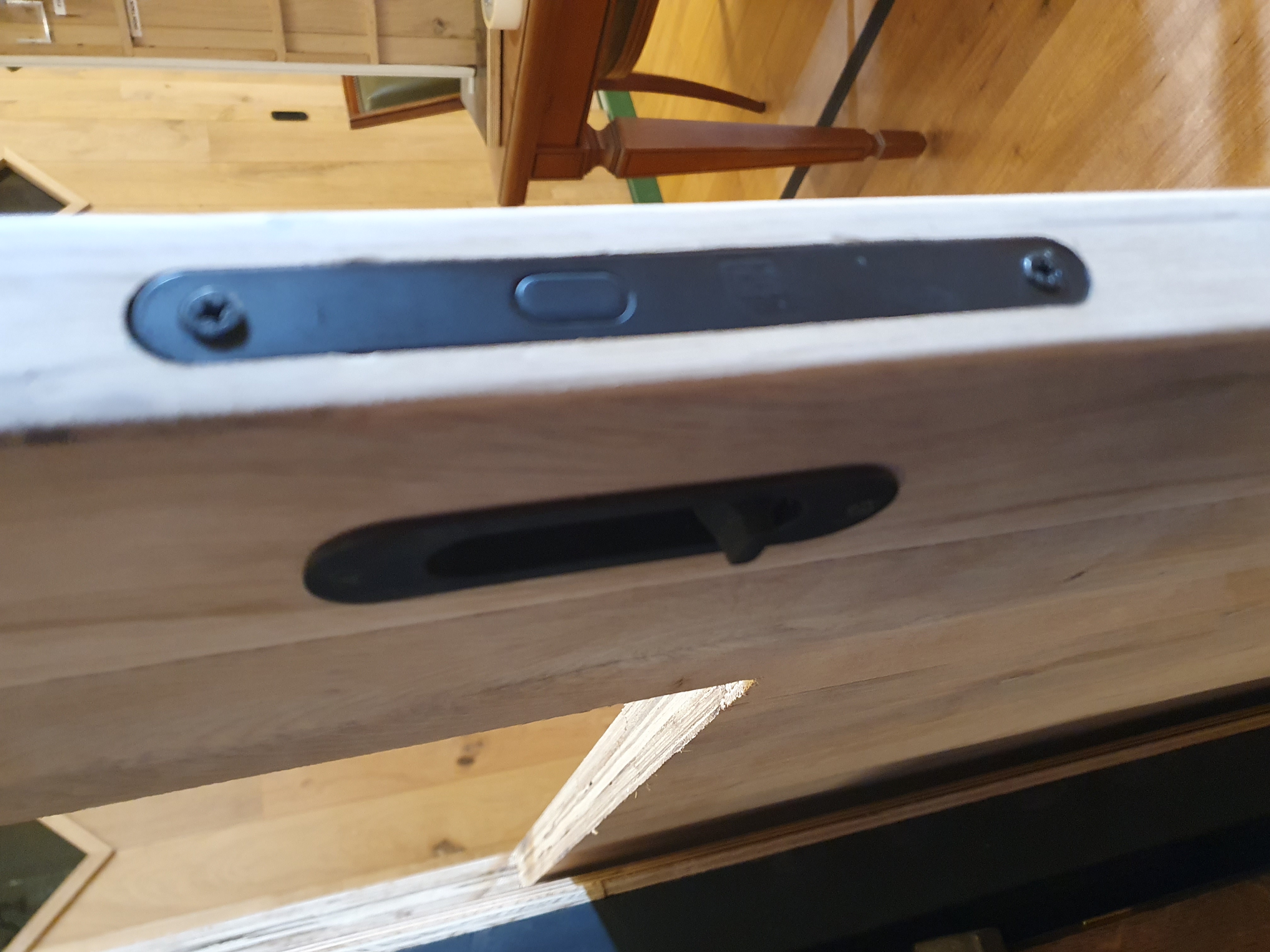 Schuifdeurgreep met slot met mat zwarte afwerking