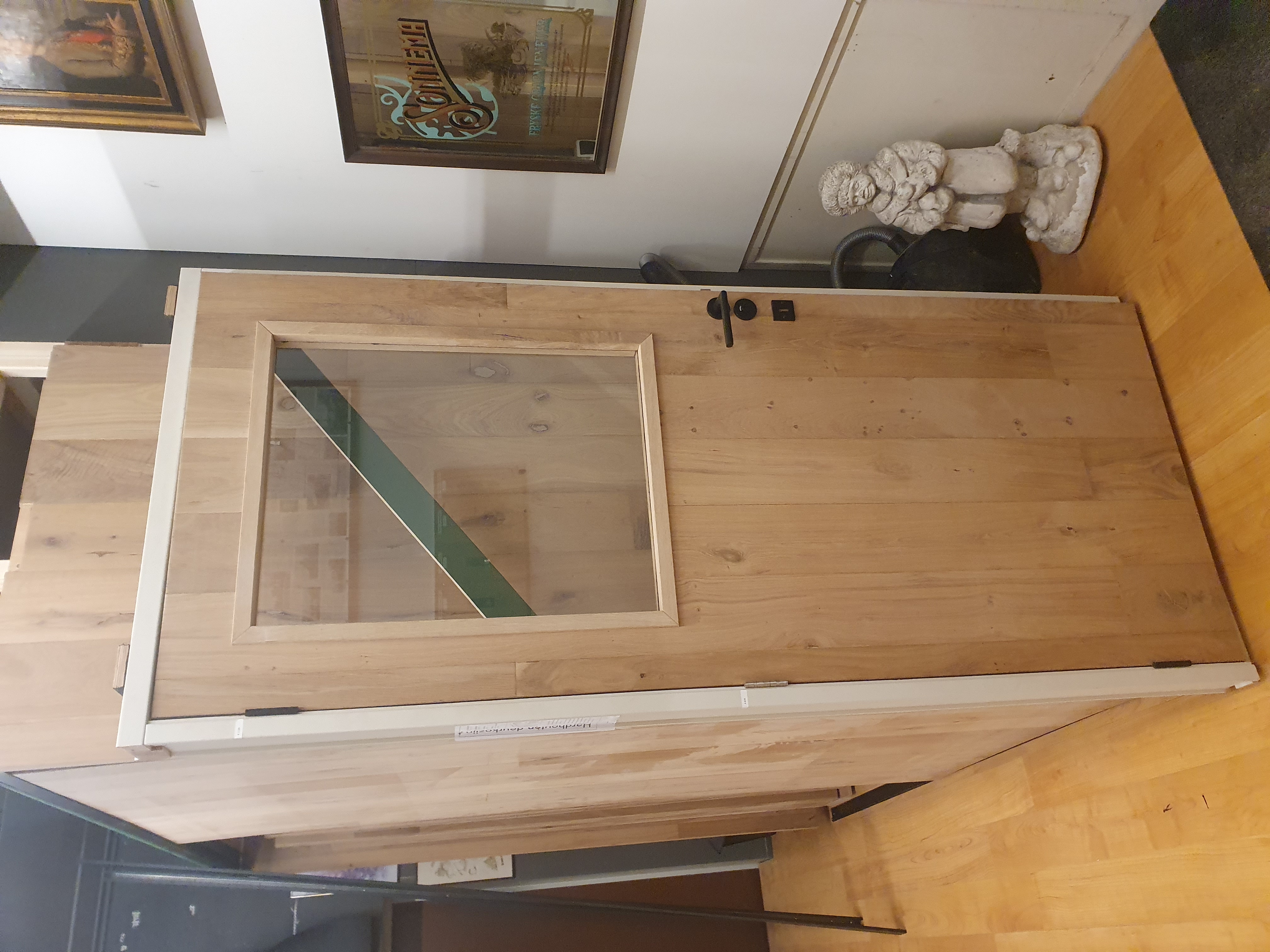 Binnendeur eiken met glas in houten frame