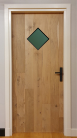 Binnendeur eiken met ruit in stalen frame