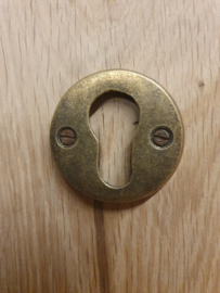 Cylinderslotplaat messing antiek rond