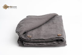 Linnen Dekbedovertrek Donkergrijs/knopen Nieuwe Collectie