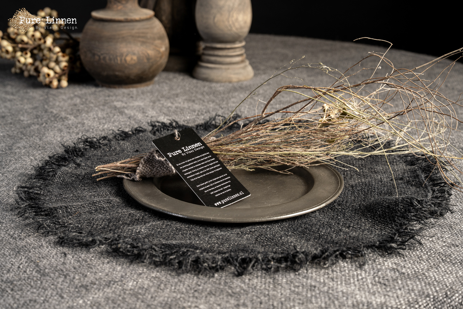 placemats  Rond  100% linnen "Jara"  Stonewash