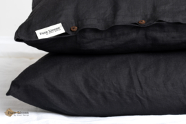 Linnen Kussensloop Zwart/Knopen Nieuwe Collectie