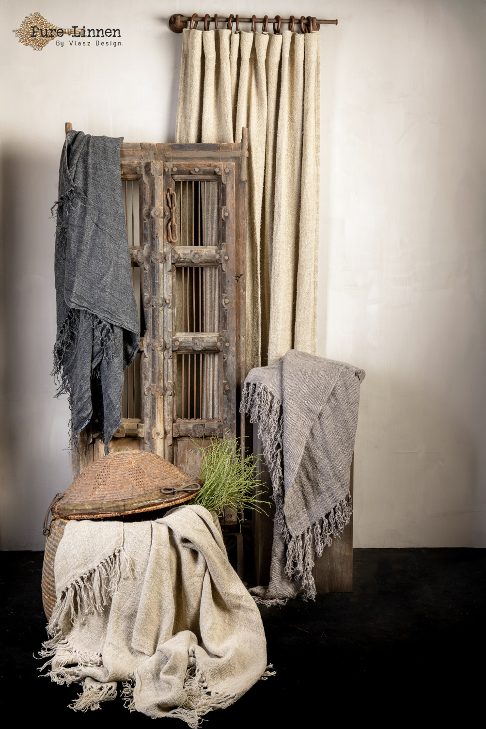 Plaid 100% Linnen Tamar 130x190 Grey