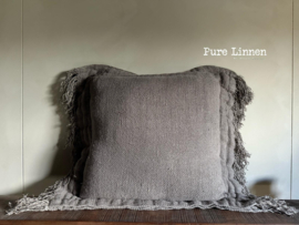 Sierkussen 100% linnen "Rebecca" grey  incl. binnen kussen 70x70cm