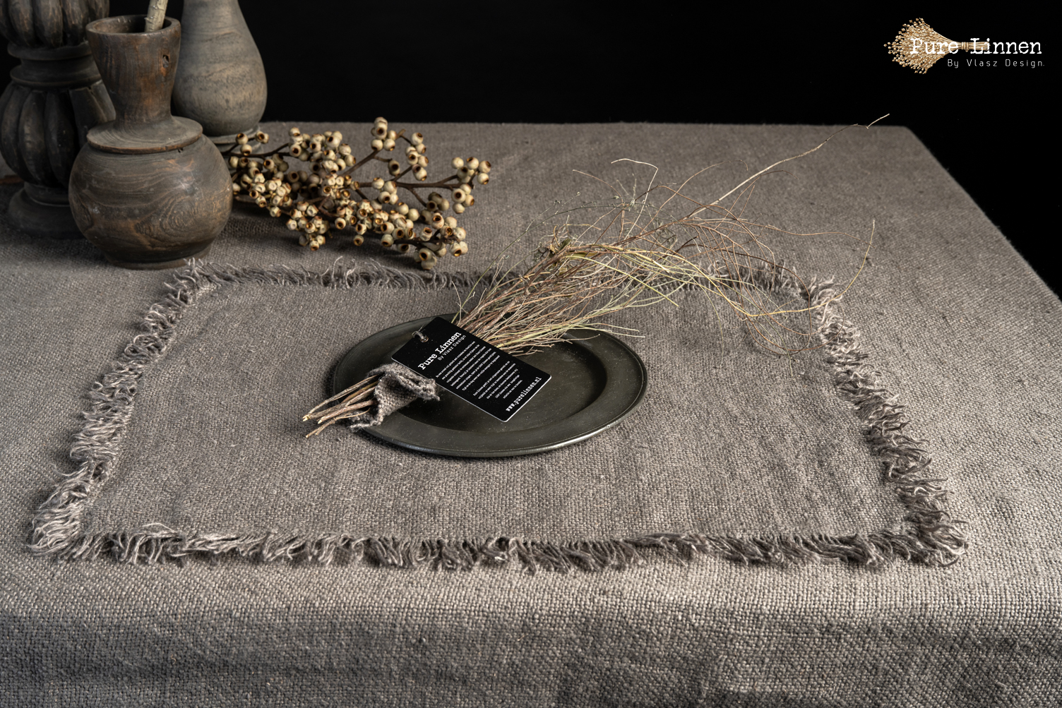 placemats  Recht  100% linnen "Edna"  Grey