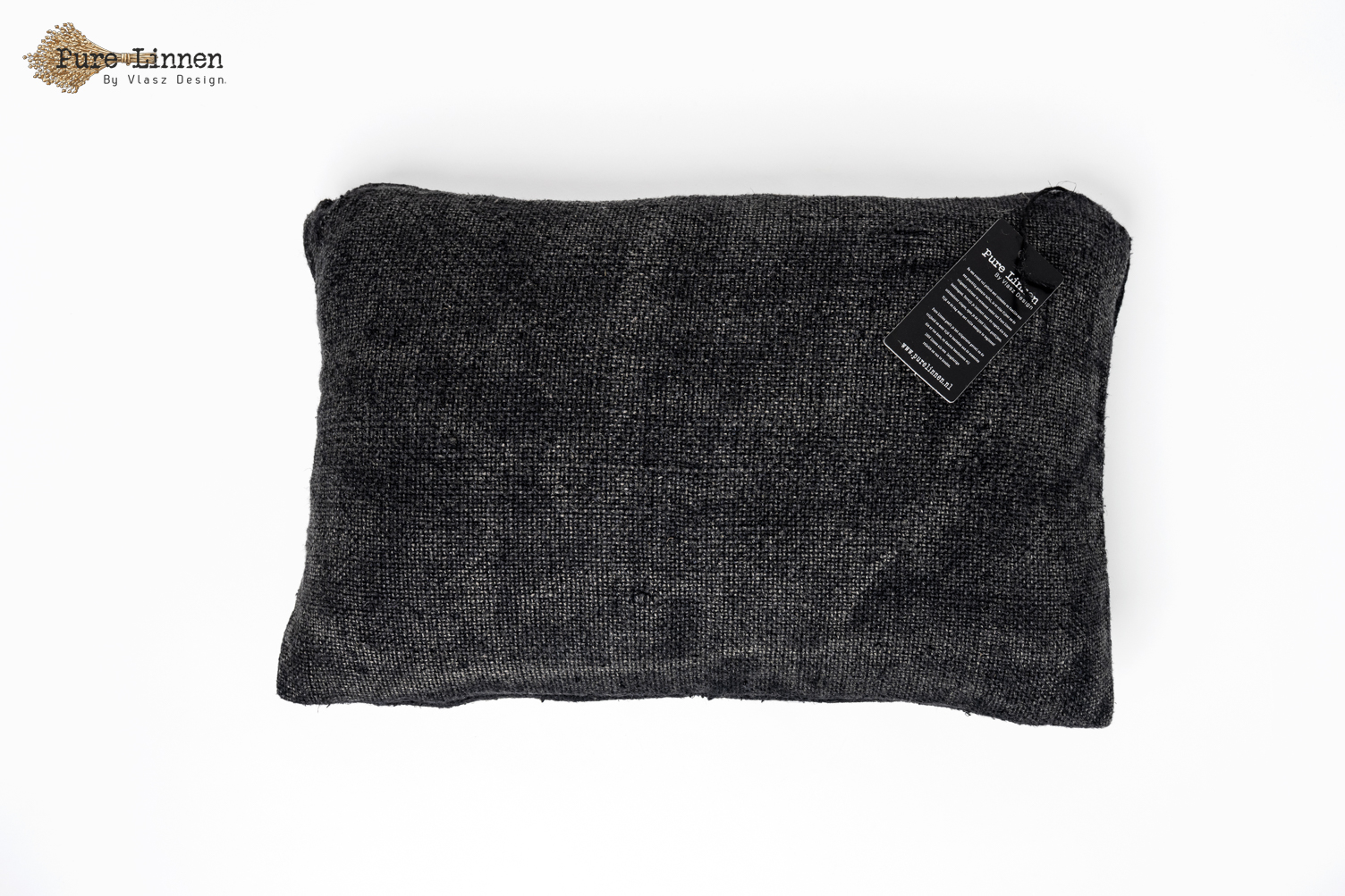 Sierkussen 100% linnen "Ruth"Grey/black StoneWashed incl. binnen kussen 30x50cm