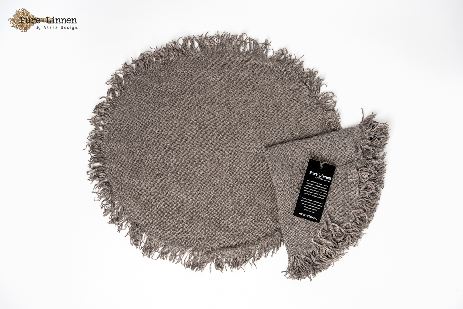 placemats  Rond  100% linnen "Mara"  grey