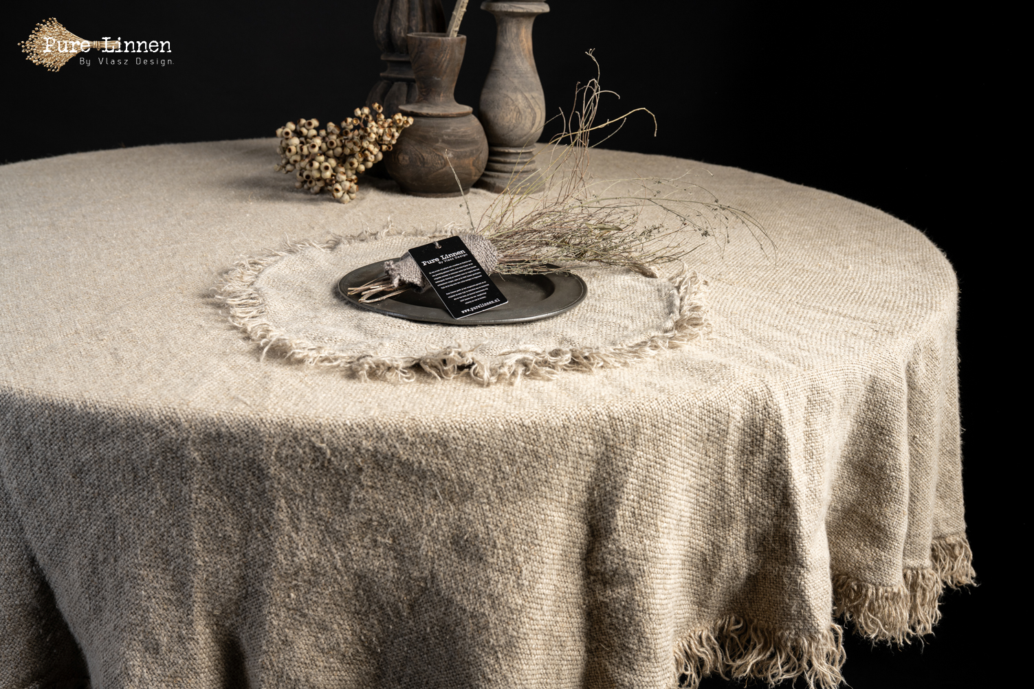 placemats  Rond  100% linnen "Ize"  Naturel