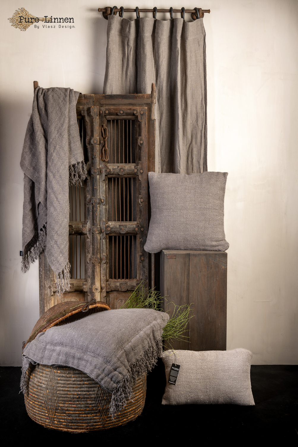 Plaid 100% Linnen Tamar 130x190 Grey