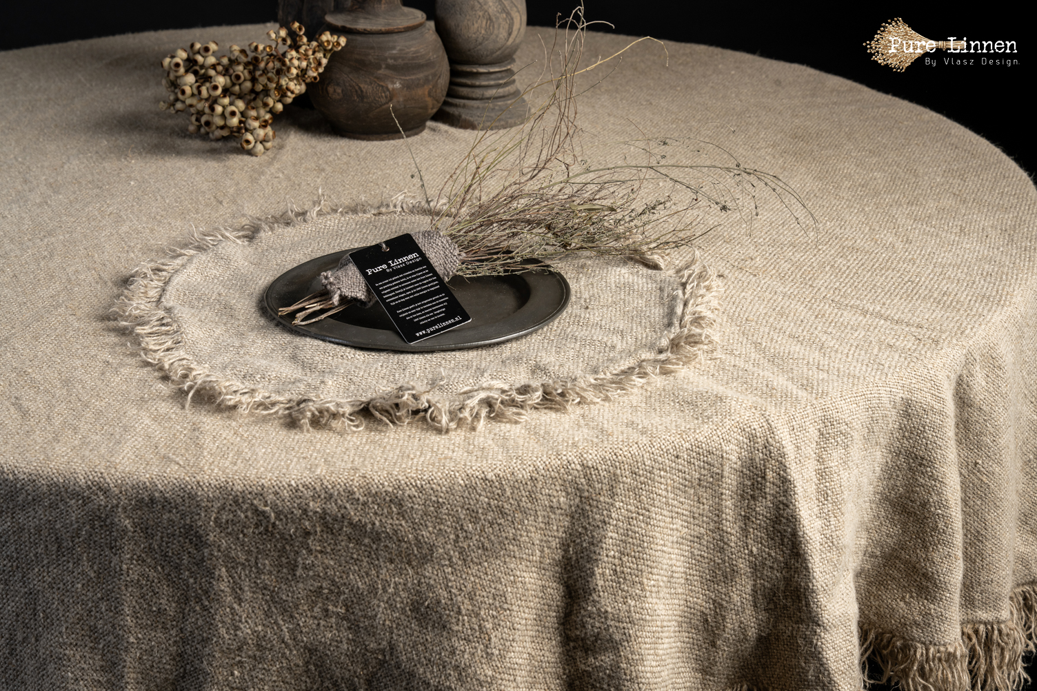 placemats  Rond  100% linnen "Ize"  Naturel