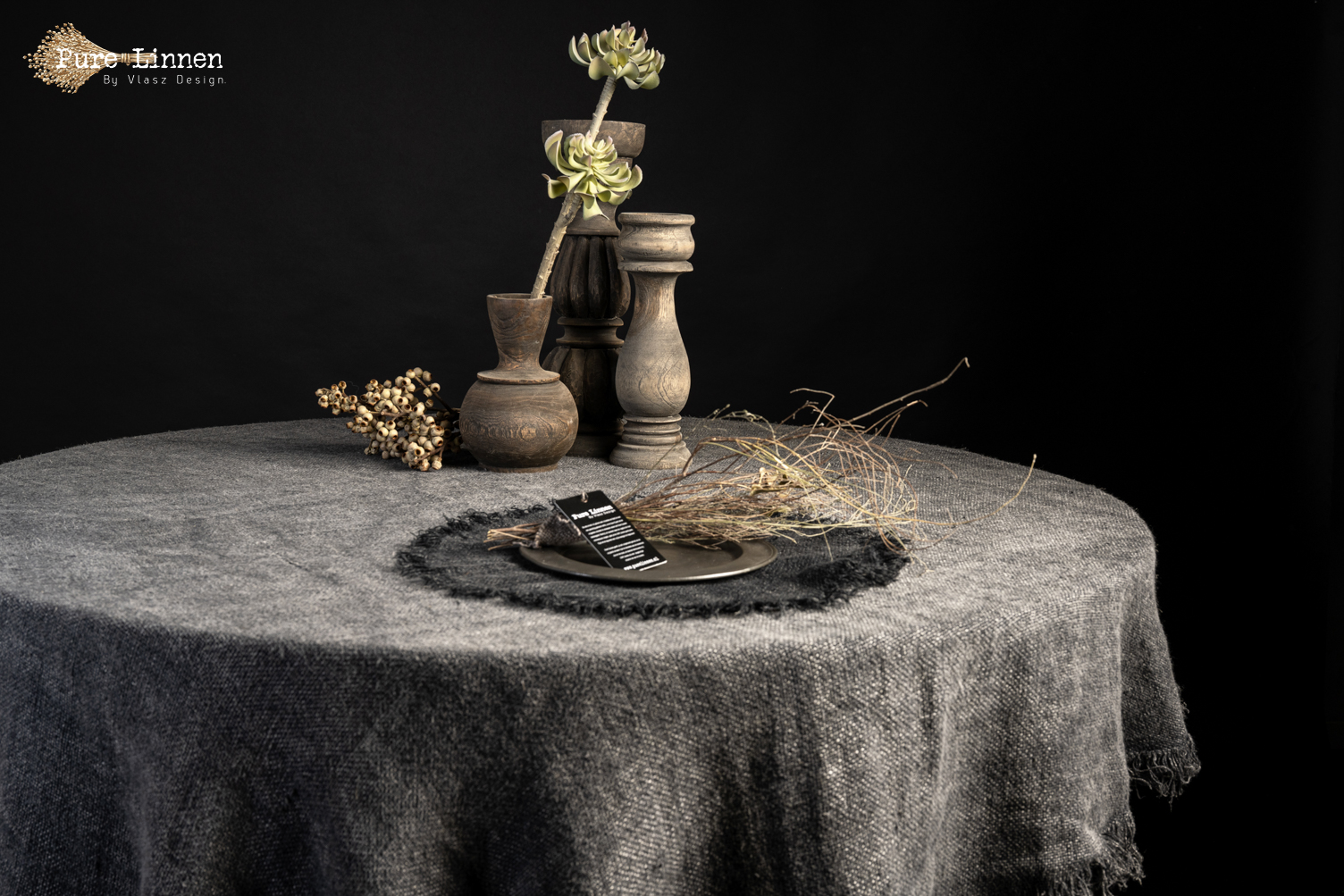 placemats  Rond  100% linnen "Jara"  Stonewash