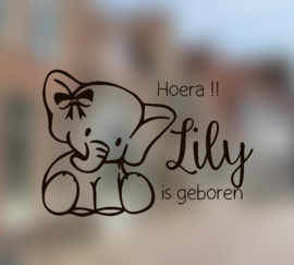 Geboorte raamsticker olifant