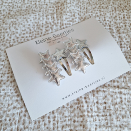 Voordeelset kerst sterretjes zilver 4 cm